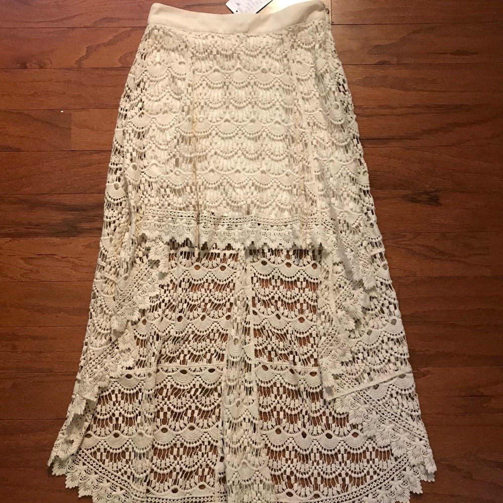 High low crochet skirt